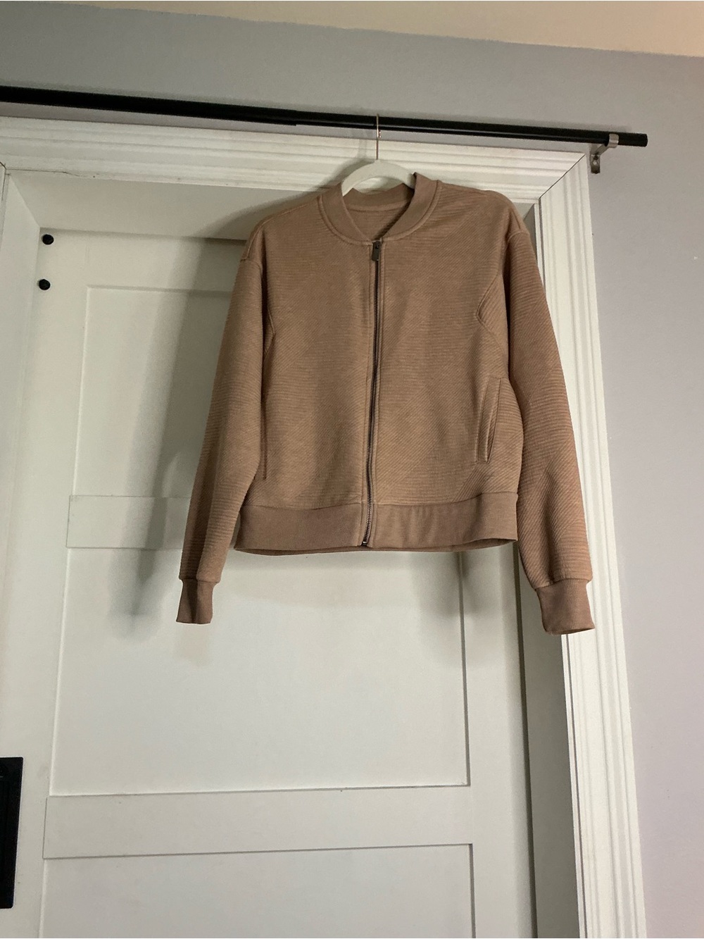 Freely Women's Neutral Taupe Bomber Jacket with Zip Front